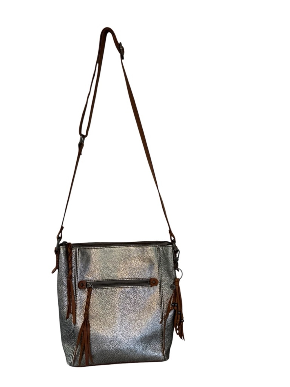 Fossil Iridescent Metallic Crossbody with Tan Strap